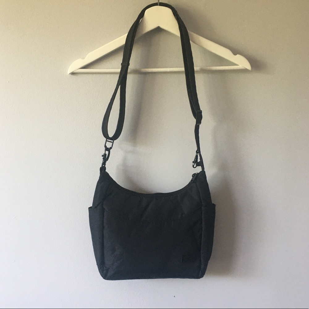 Pacsafe black anti-theft crossbody travel bag RFID